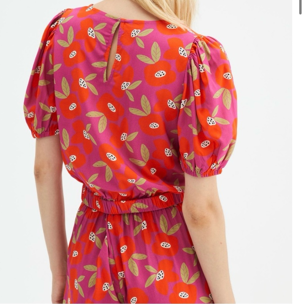Floral Red Women's Pantsuit - Picture 7 of 8